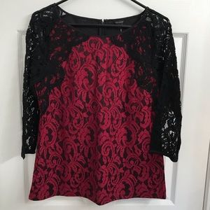 ANN TAYLOR Lace Shirt 3/4 Sleeve Medium NWT